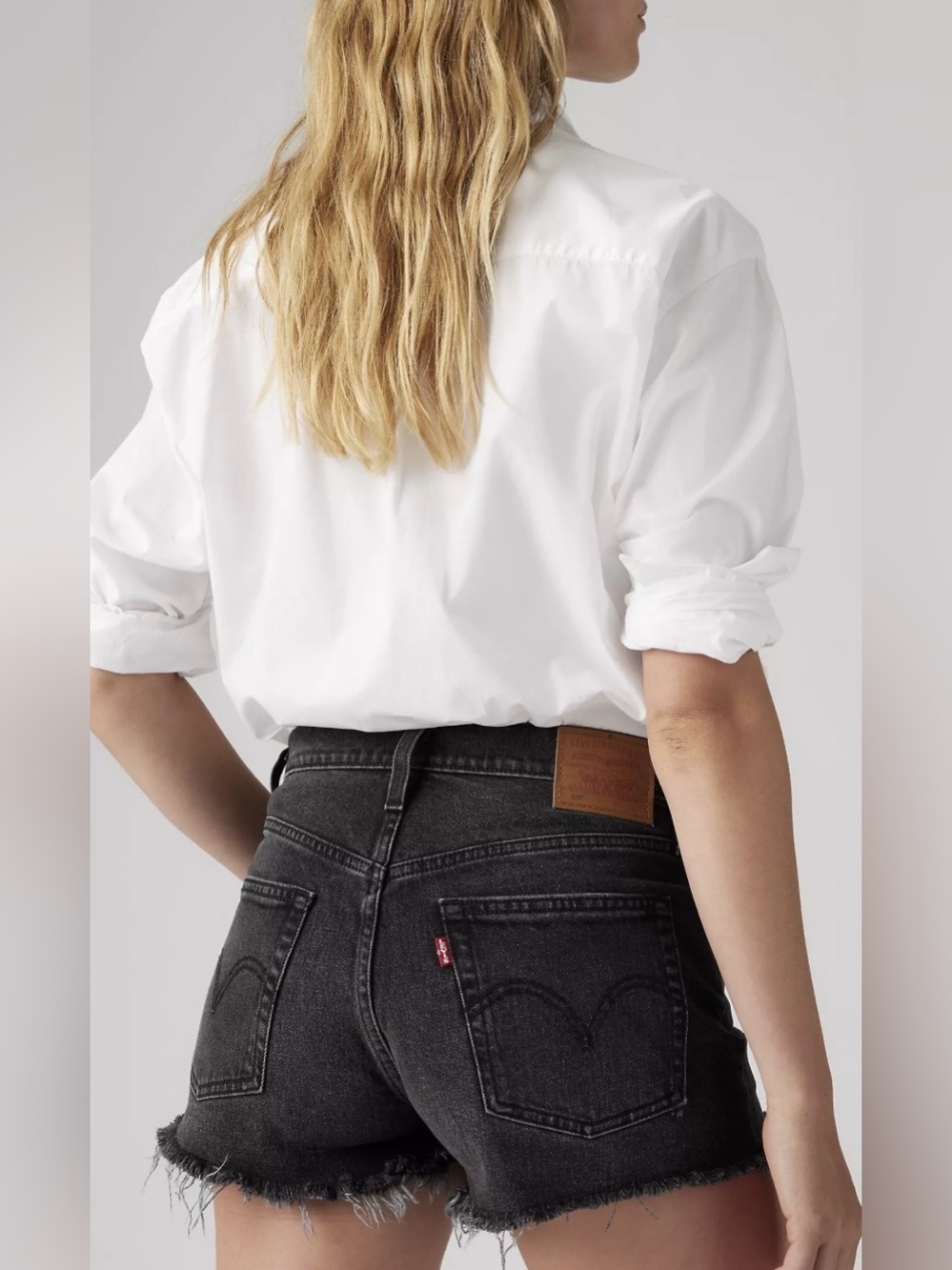 Levi's Premium 501 Black Shorts Button-Fly Hem Distressed Women’s Size 24